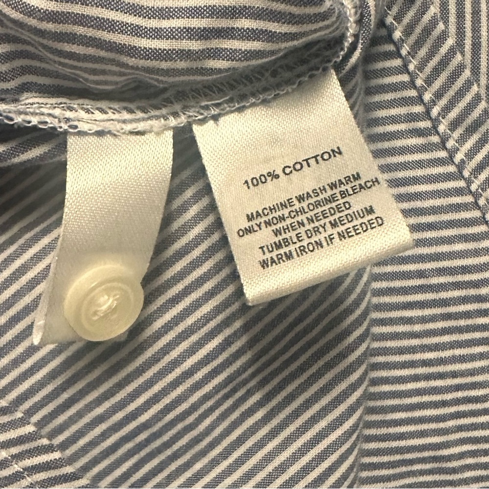 Loft Cotton Ruffle Neck Button Down Blouse size M - Picture 6 of 10